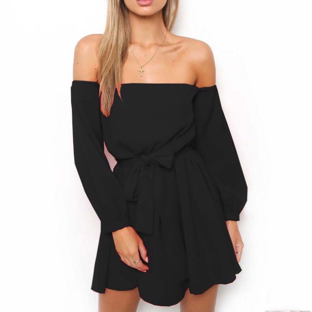 My Angel Black Off Shoulder Mini Dress - Picture 2 of 6